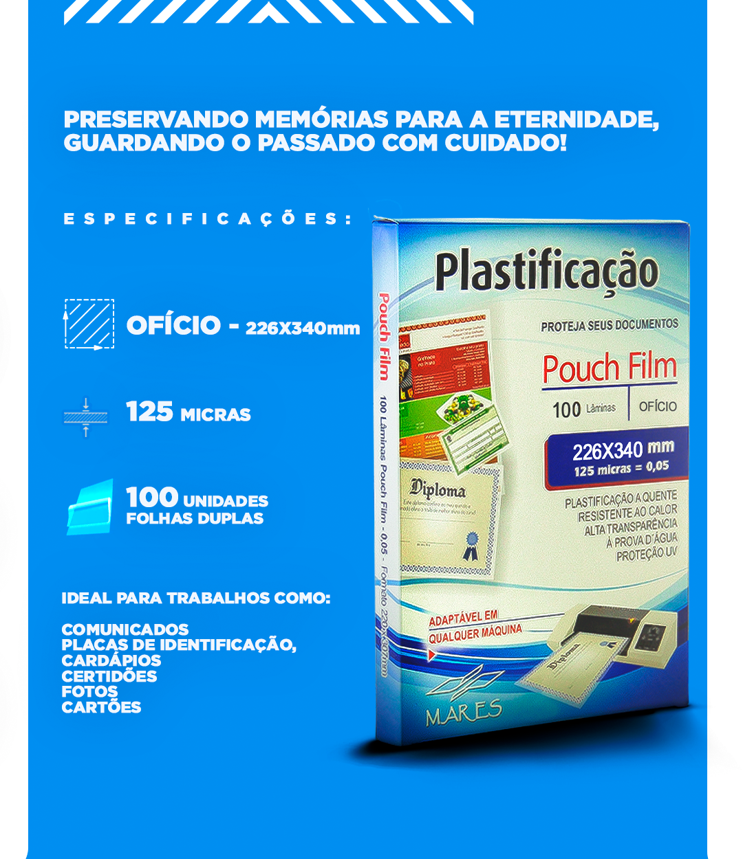 Plástico para Plastificação Pouch Film RG 125mic 100 fls