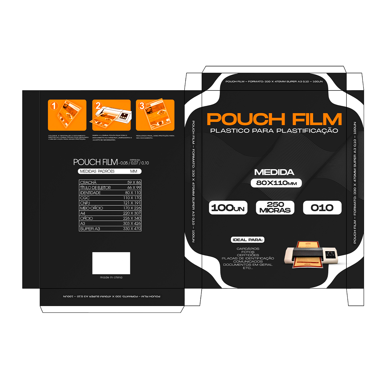 Plástico para Plastificação Pouch Film RG 125mic 100 fls